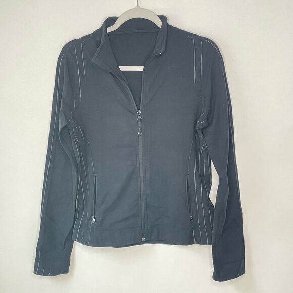 Lululemon Women's Black with White Pin Stripe jacket sz. 10 #GG - Picture 1 of 10